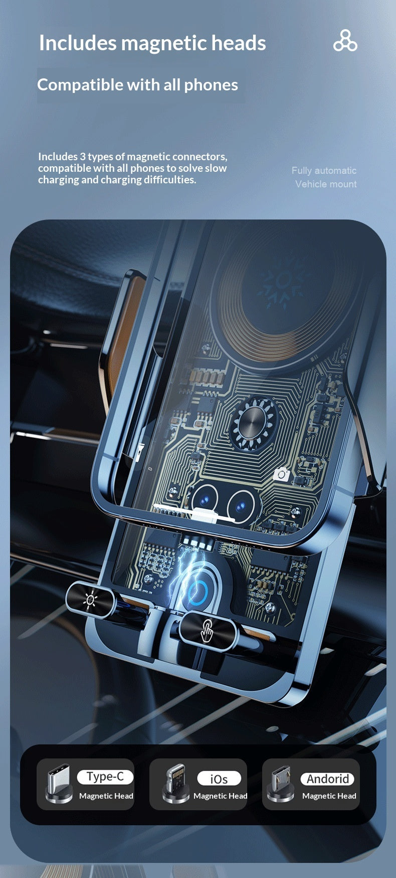 Transparent In-car Phone Holder With Smart Sensing And Wireless Charging